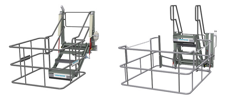 Klapptreppen als Ladebrücken und Zugangslösung an Verladebühnen
