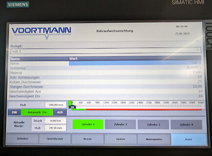 Rohraufweitanlage Touchdisplay VOORTMANN